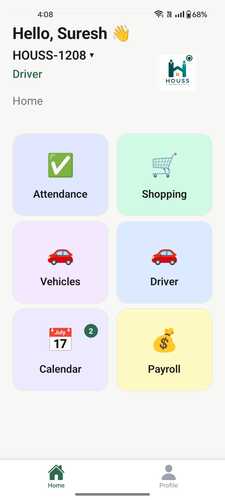 Houss app screenshot — Staff simple mode
